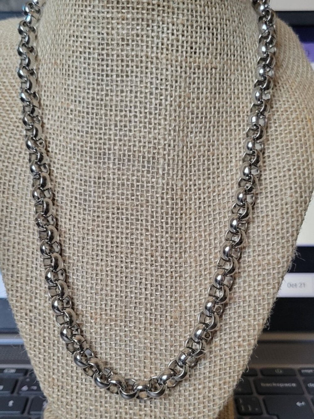 Large Silver Chain Link Necklace
